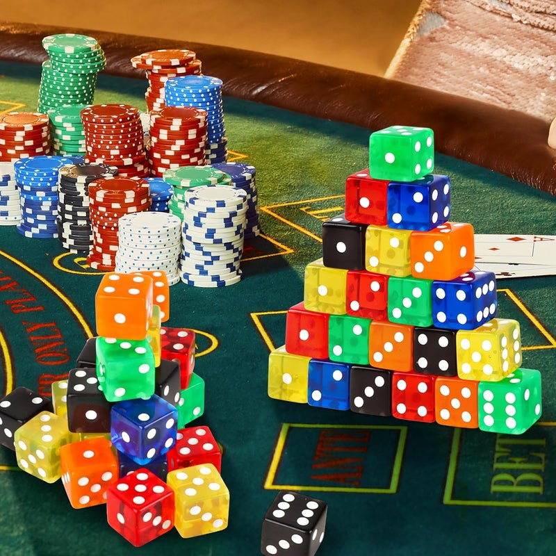 Lemicin 36 Piece Casino Style Craps Dice Sets 19mm Acrylic Translucent D6 Dice Square Rounded Edge for Casino Craps Table Games and Board Games Party Bar Entertainment Math Teaching Supplies - Image 2